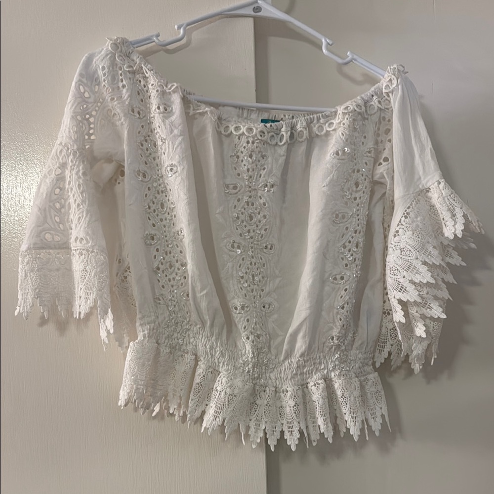 White Lace Off-Shoulder Top